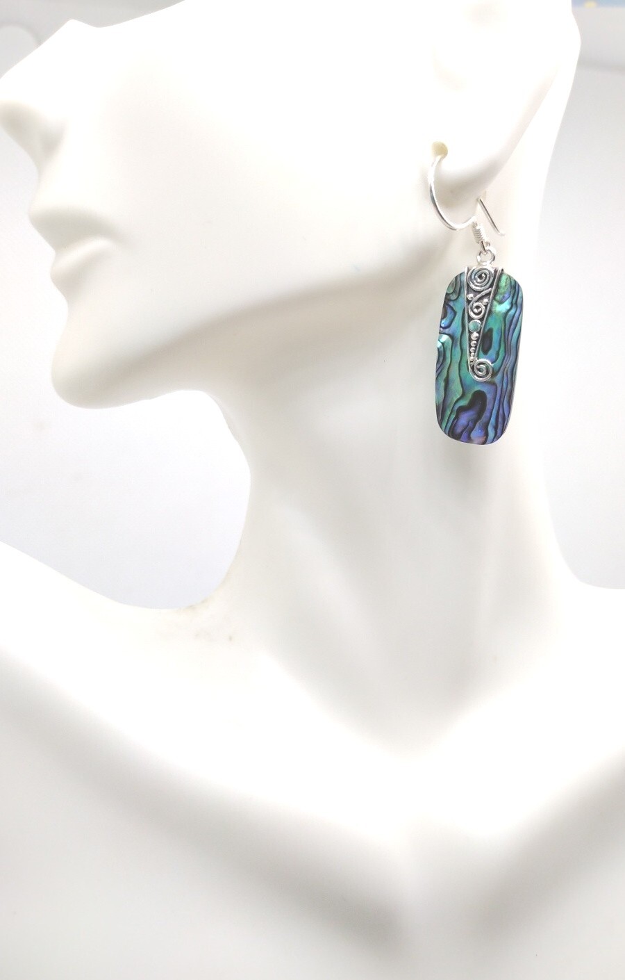 Sterling Silver 925 Abalone Rectangular Rounded C… - image 2