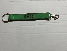 Ken Embroidered Name Strap Key Rings Keychains with Clasp green and gray