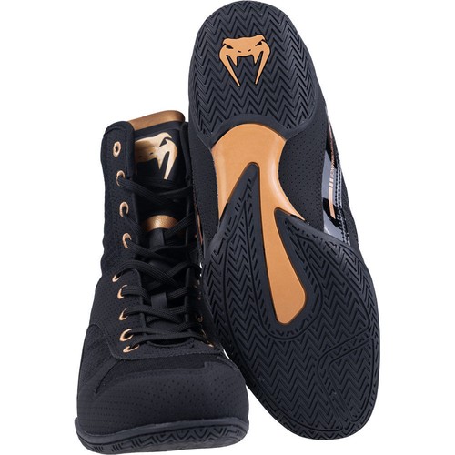 NEW Venum Elite Black/Bronze Boxing Shoes - Picture 3 of 30