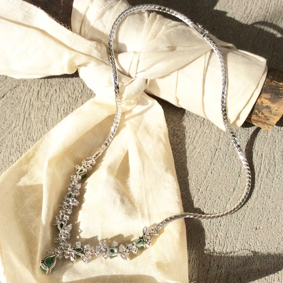 Set Collier Armband 750/18k Weißgold Smaragd 11,7ct Diamant 5,84ct Brillant#1882 - Bild 4 von 4