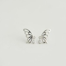 Fashion Tiny Butterfly Silver SP Cubic Zirconia Stud Earring