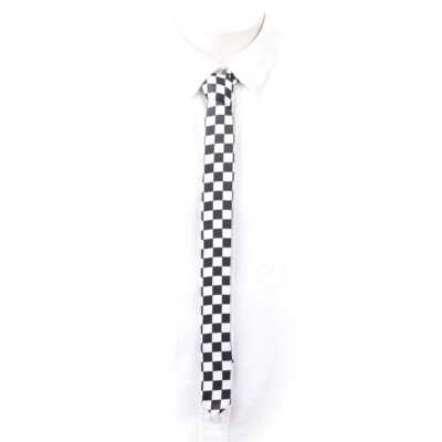 Krawatte Schwarz Weiß im Schachbrett Design Schmal Karos Mode Accessoires Herren
