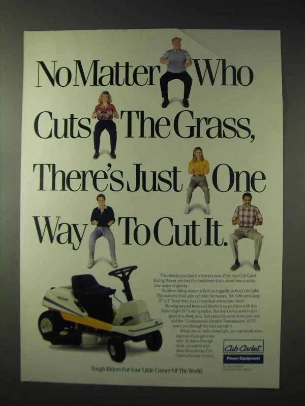 1990 Cub Cadet Riding Mower Ad One Way to Cut It