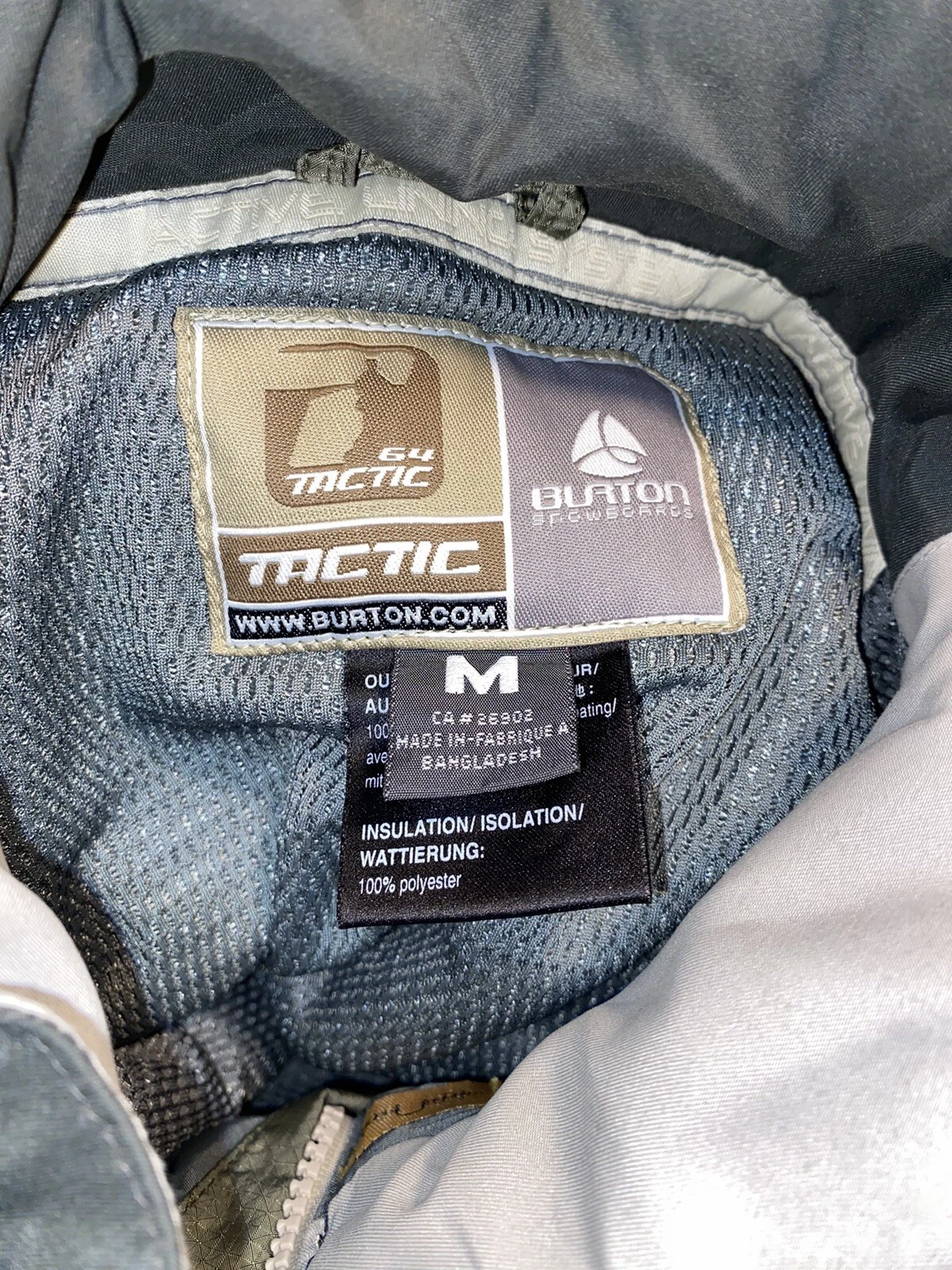 burton tactic 64 light olive no hood jacket