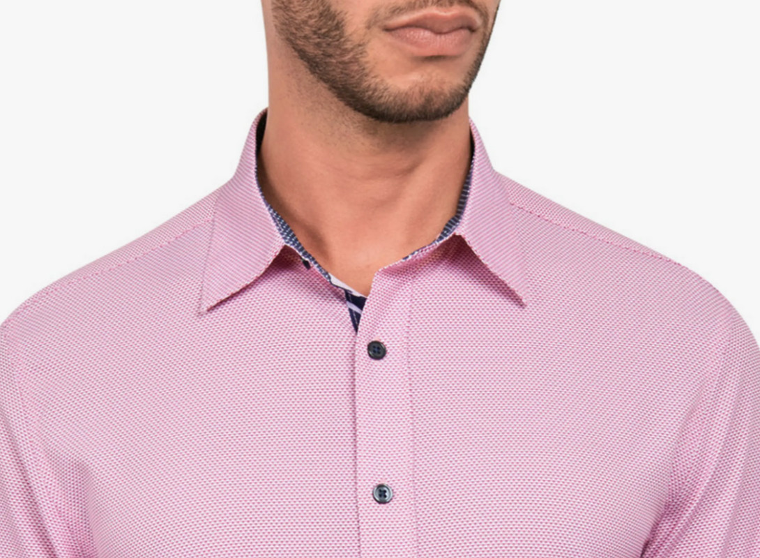 Мужская рубашка-стрейч Consytuct slim fit 4 way, розовая, XXL