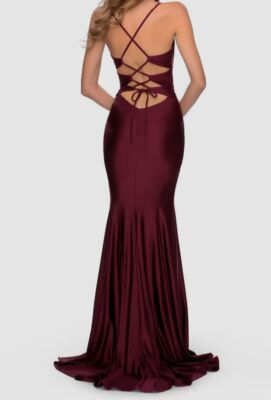 strapless open back dress Jovani -26187B Pleated Off-Shoulder Evening Trumpet Dress