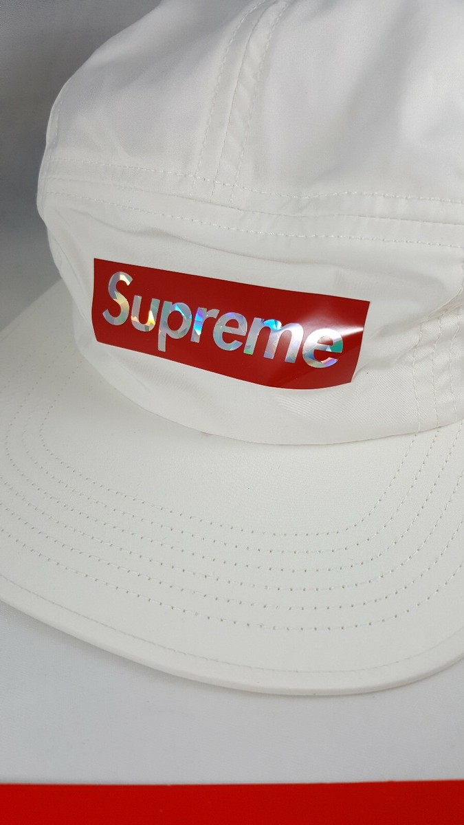 Supreme Holographic Logo Camp Cap Hat White Red Box Logo  display picture 1