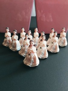 12 Pc Mini Quinceañera Ceramic Doll 