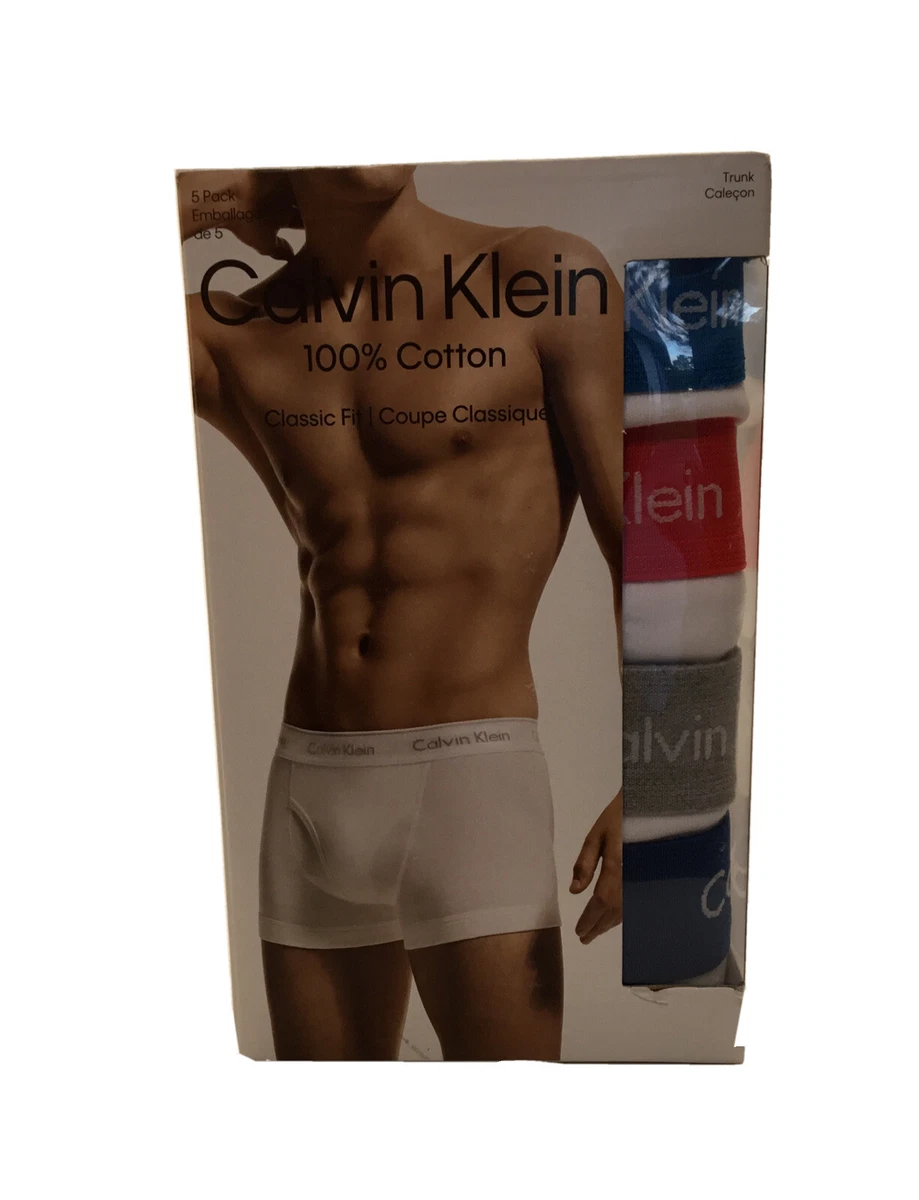 Men's Calvin Klein Classic Fit 100% Cotton 5 Pack Trunk