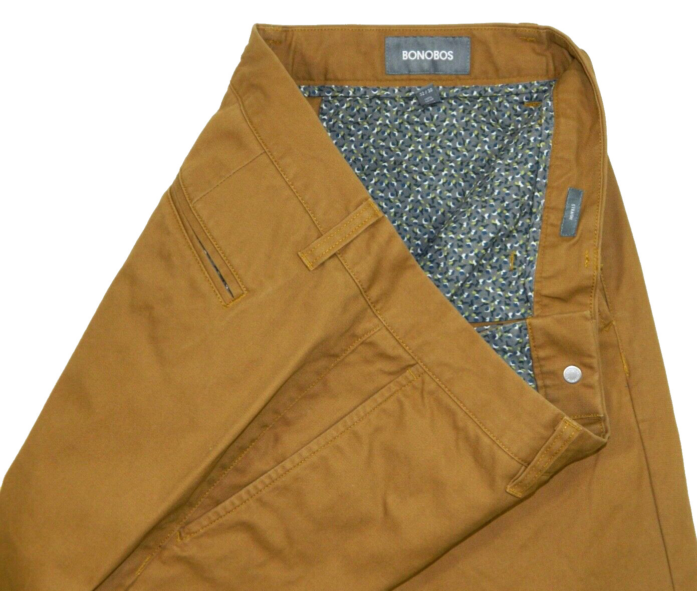 Men's Chino Pants Bonobos Straight Dark Khaki Tag 32/30 measured Size 31x30