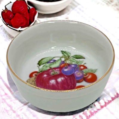 VTG John Wagner & Sons Fruit Gold Rim Ramekin Trinket Dish Made in Japan MCM