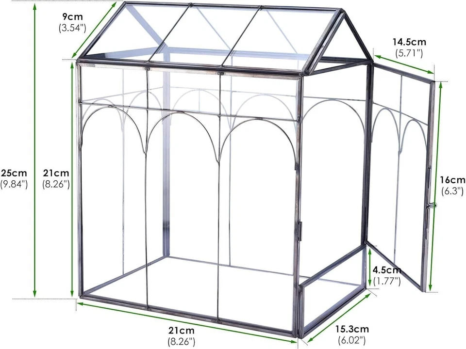 Contenedor en forma de casa para terrario de vidrio de cactus suculentas con jardinera de puerta lateral Foto 2 de 4