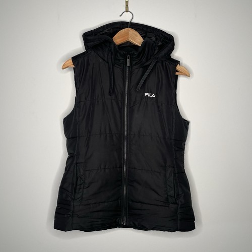 FILA Women's Black Zip Up Light Sports Puffer Vest Size 8