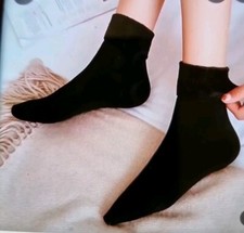 Ladies Two Pairs Black Thermal Lined Ankle Socks 3-5