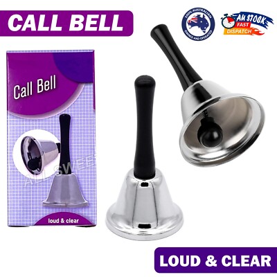 1x Call Bell Hand Held Silver Ringing Bell Reception Office