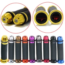 Motorcycle Aluminum Rubber Gel Hand Grips 7/8" Handle Bar for Honda Sport Bikes