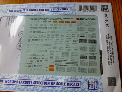 Microscale HO #MC-5019 Misc. Tank Car Data (Black)-Trinity 17,6000 gal, ACF 17,3