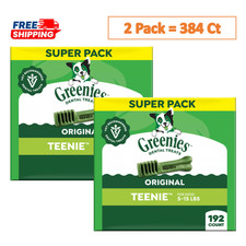 2 Pack, Greenies Adult Teenie Dog Dental Treats - Natural, Oral Health, 192 Ct