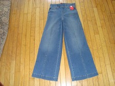 SPANX JEANS LADIES VINTAGE INDIGO SEAMED FRONT WIDE LEG BLUE SIZE SMALL BNWT 