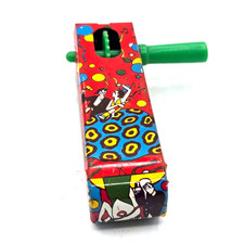 Vintage US Metal Tin Toy Circus Noise Maker Ratchet Dancing Couples
