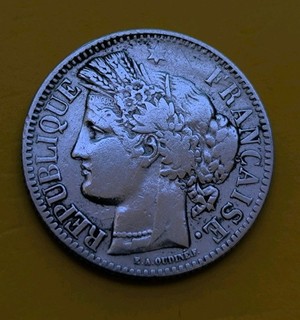 PIECE 2 FRANCS ARGENT 1871 K CERES SANS LEGENDE