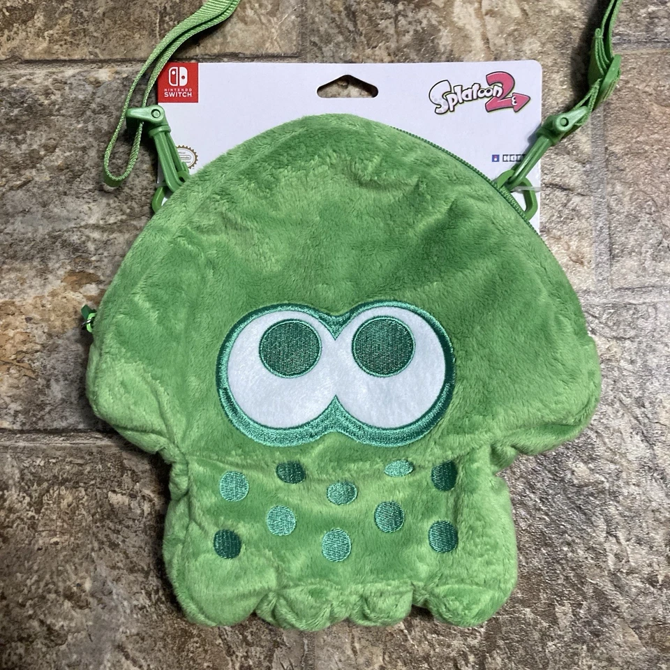 Hori Splatoon 2 Squid Plush Pouch Neon Green Officially Licensed Nintendo Switch - Image 2 of 4