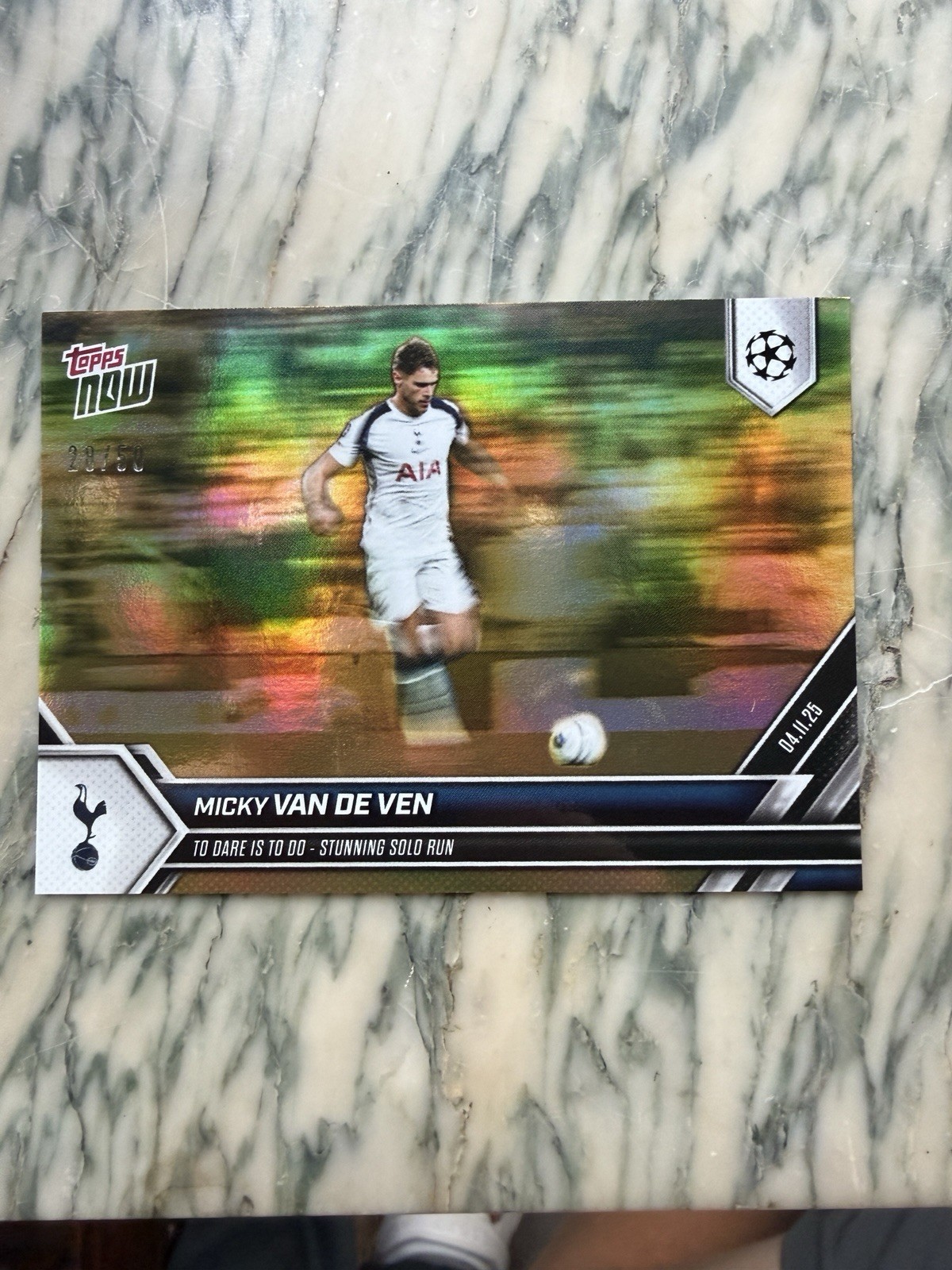 2025 Topps Now UEFA Champions League #042 Micky van de Ven Tottenham /50