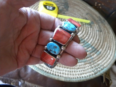 #ad Erecka Lee Sterling Turquoise Spiny Oyster CUFF Bracelet 7 1 2quot; 61 Grams $475.00