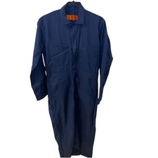 Red Kap Work Coveralls Mens Sz 36R Navy Boiler Suit Zip Front Mechanic Jumpsuit