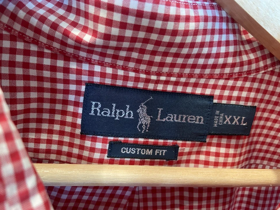 POLO Ralph Lauren Shirt Men's Size XXL Red & White Checkers Custom Fit - Image 3 of 3