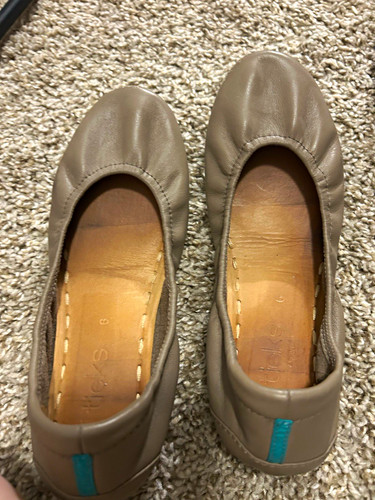 Tieks Leather Foldable Ballet Flats Women’s US 6 Beige/Blue Slip-On