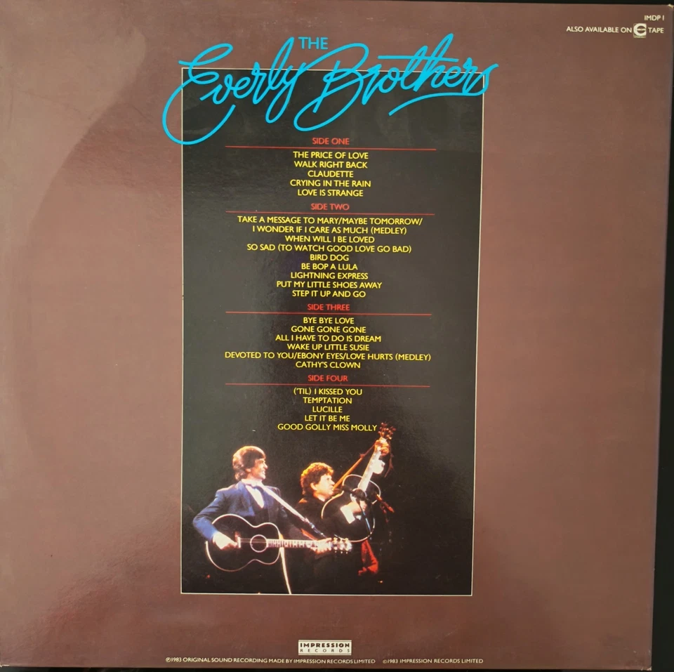 The Everly Brothers Reunion Concert Vinyl Record VG/VG IMDP 1 1983 Foto 2 de 2