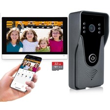 Wireless IP Video Doorbell Intercom System, WiFi 7 Inch Monitor with Metal HD...