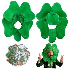 2 Pcs St. Patrick's Day Shamrock Costume Hats, Big Size Green Clover Funny