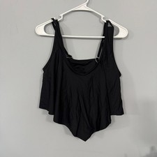 BeachSissi Black Handkerchief Front Shorter Style Tankini Top Women's Size Large