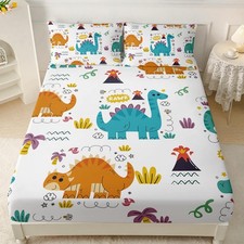 Ailonen Twin Xl Dinosaur Fitted Sheet Set For Kids Boyscute Cartoon Dinosaur