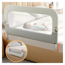 Bed Guard Rail for Toddlers - 47inch Foldable & Adjustable Height Baby Bed Sa...