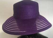Woven Church Easter Derby Deep Purple Wide Brim Mesh Braided Straw Hat NWOT