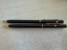 2 Intercontinental Hotel Ball Pen Black With Silver & Gold Tone. Slightly Used