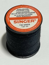 Vintage SINGER Polyester Thread on Plastic Spool Black Color B5