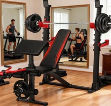 900LBS Heavy Duty Weight Bench w/Barbell/Squat Rack Adjustable Full-Body Workout
