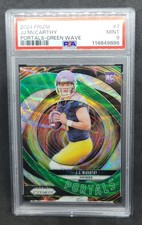 2024 Panini Prizm - Portals J.J. McCarthy #7 Green Wave Prizm (RC) PSA 9