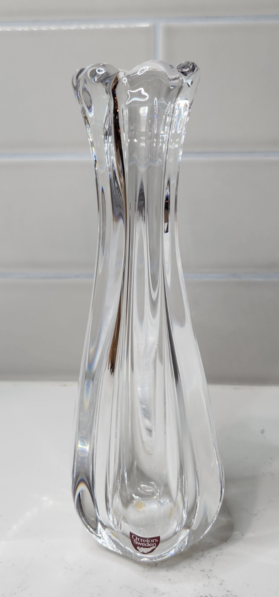 Orrefors Siljan Crystal Vase by Jan Johansson Sweden Art Glass MCM