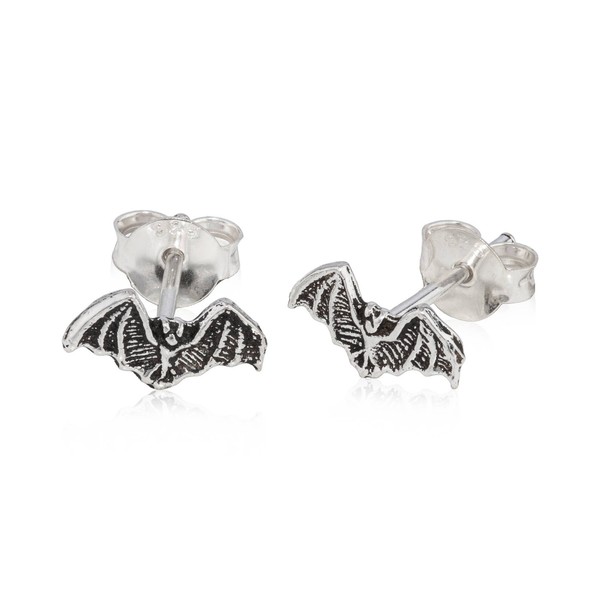 Paar Fledermaus Ohrstecker 925 Silber Oxidiert Ohrschmuck Vampir Ohrringe-image