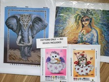 Bead Embroidery Patterns Set 4 Printed Canvases / Pattern Only No Beads
