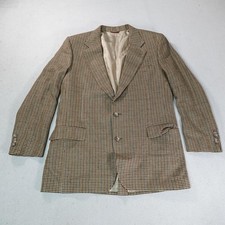 Jos A Bank Blazer Mens 44 Long Brown Houndstooth Silk Sport Coat Jacket Classic