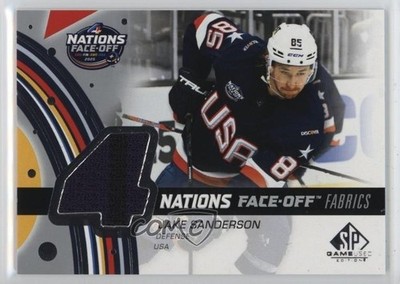 2025 SP Game Used 4 Nations Face-Off Fabrics Team USA Jake Sanderson #4N-JK sq1