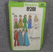 Simplicity 8281 Doll Clothes Wedding Gown Veil Cape Sundress Top Pants Uncut