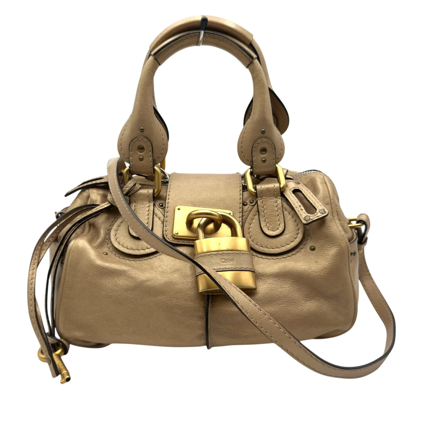 Chloe Paddington Small Beige Gold Hardware Leather Women's Handbag Used