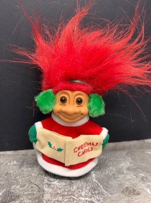 Vintage 90s Russ TROLL Doll Christmas Carols 5'' Red Hair Standing Doll Complete